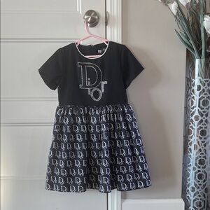 Dior Black and White Logo Kids Dress